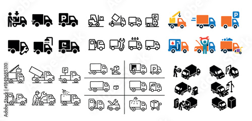 Diverse truck icons collection