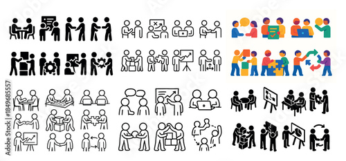 Diverse team collaboration illustrations