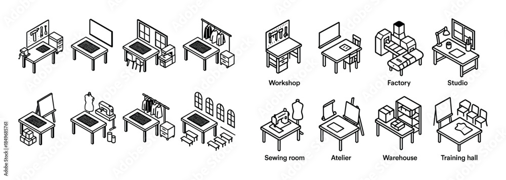 Obraz premium Isometric Cutting Icons
