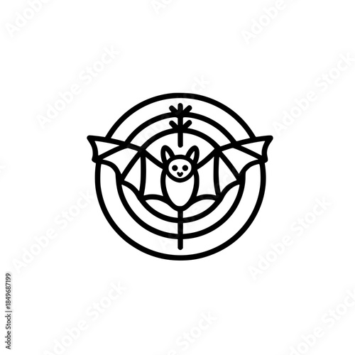 Bat icon inside target circle vector illustration for wildlife branding sports and graphic design