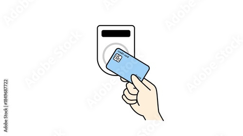 タッチ決済をするクレジットカードのイラストアニメーション