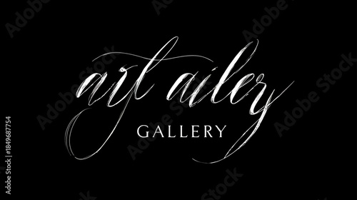 Elegant Calligraphy Art Gallery Text Design Element on Black Background