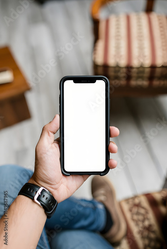 businessman holding smart phone digital it concept