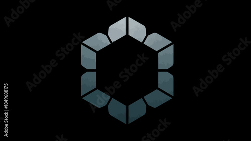 Abstract spinning geometric hexagon loop animation on black. Futuristic technology digital loading progress bar concept