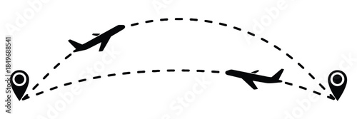Multi Stop Airplane Route Icon