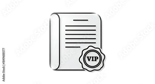 VIP Document Ticket or Membership Card Line Art Icon Vector Illustration

