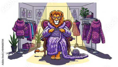Lion Fashion Boutique Owner Knitting Fur Coat