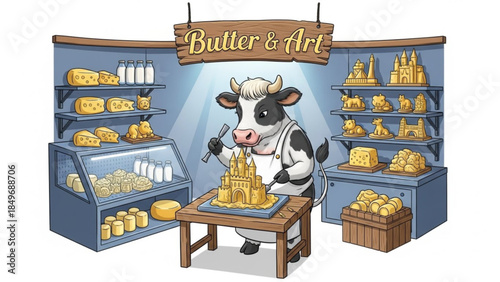 Cow Dairy Shop Artisan Carving Butter