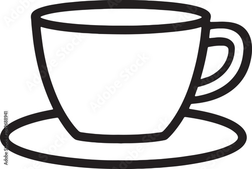 A single empty ceramic coffee mug and a white tea cup with handles are isolated on a blank background, representing a hot breakfast beverage object for a cafe kitchen