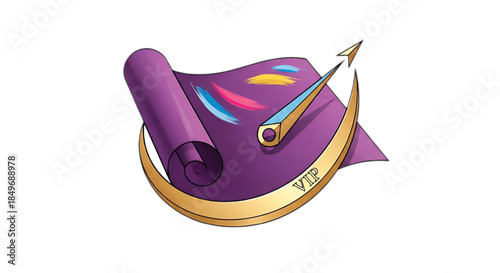 Magic Quill Pen and Purple Scroll Illustration Vector
