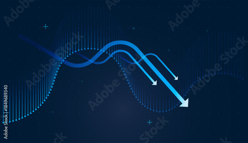 Falling Down smooth curve Chart Graph connects each bar, symbolizing continuous financial performance tracking. and fall along a flowing line, dynamic visualizing