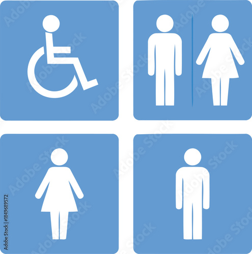 Bathroom Accessibility Signs: Simple and universal symbols denoting essential facilities for everyone, this image communicates inclusion and provides guidance.