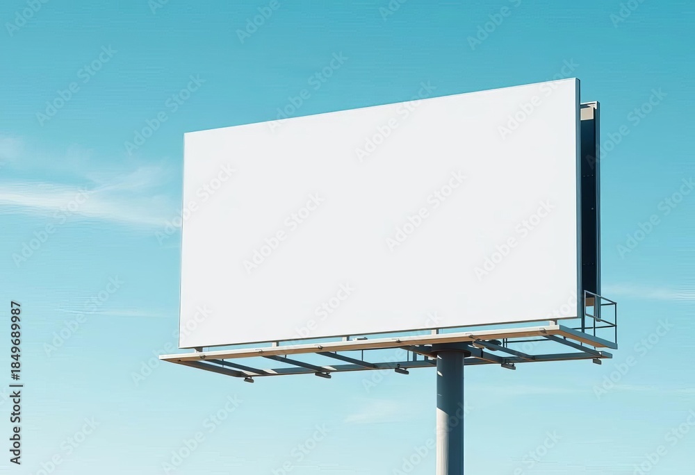 Obraz premium Clean, minimalist billboard on clear sky background, banner, media strategy