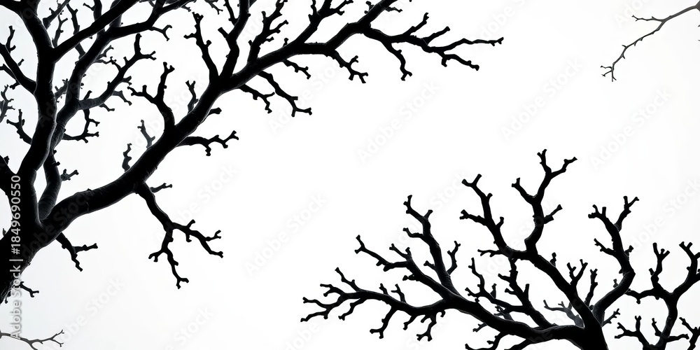 Obraz premium Intricate black coral branches, dark against a light background, underwater world, nature