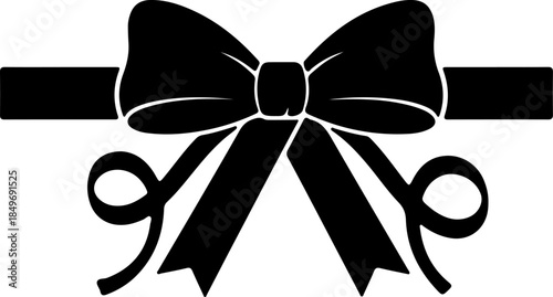 Stylized Black Bow with Ribbon Design for Elegant Gifting, Decorations, and Special Occasions