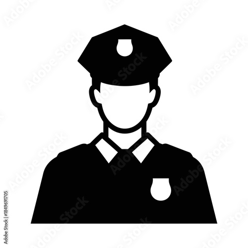 Police Officer Icon Silhouette – Law Enforcement Uniform Vector Symbol