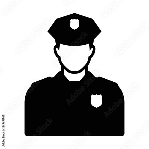 Police Officer Icon Silhouette – Law Enforcement Uniform Vector Symbol