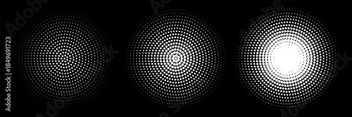 black white circular halftone dot pattern. Vector eps 10