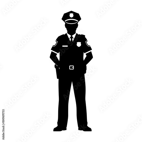 Police Officer Icon Silhouette – Law Enforcement Uniform Vector Symbol