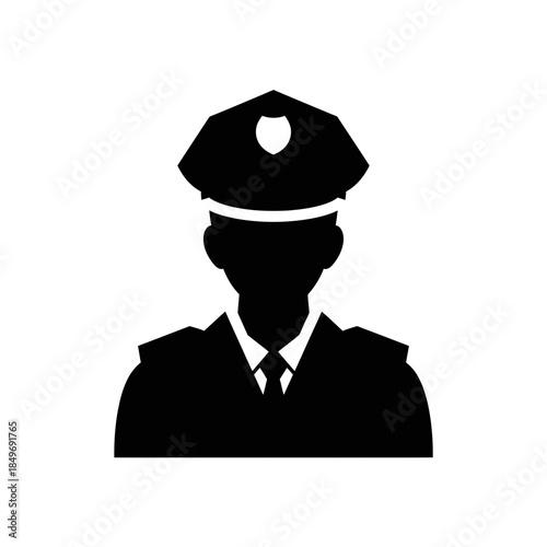 Police Officer Icon Silhouette – Law Enforcement Uniform Vector Symbol