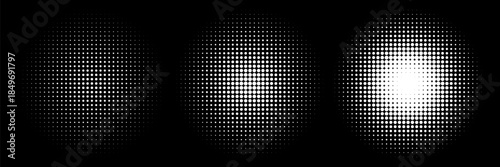 black white circular halftone dot pattern. Vector eps 10