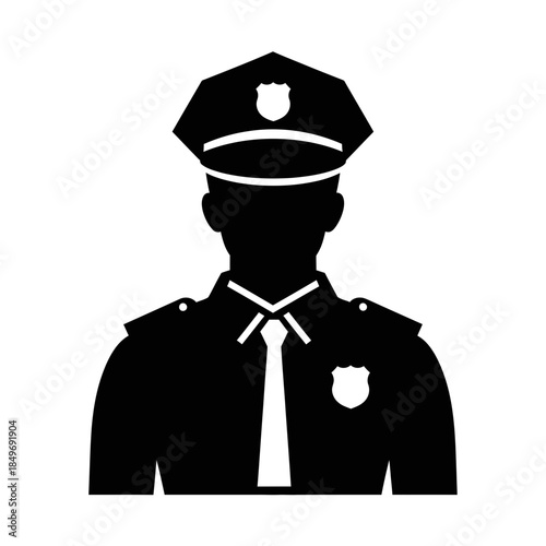 Police Officer Icon Silhouette – Law Enforcement Uniform Vector Symbol