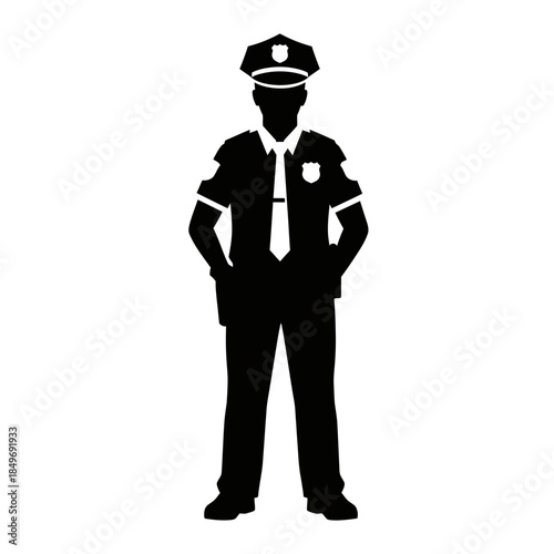 Police Officer Icon Silhouette – Law Enforcement Uniform Vector Symbol