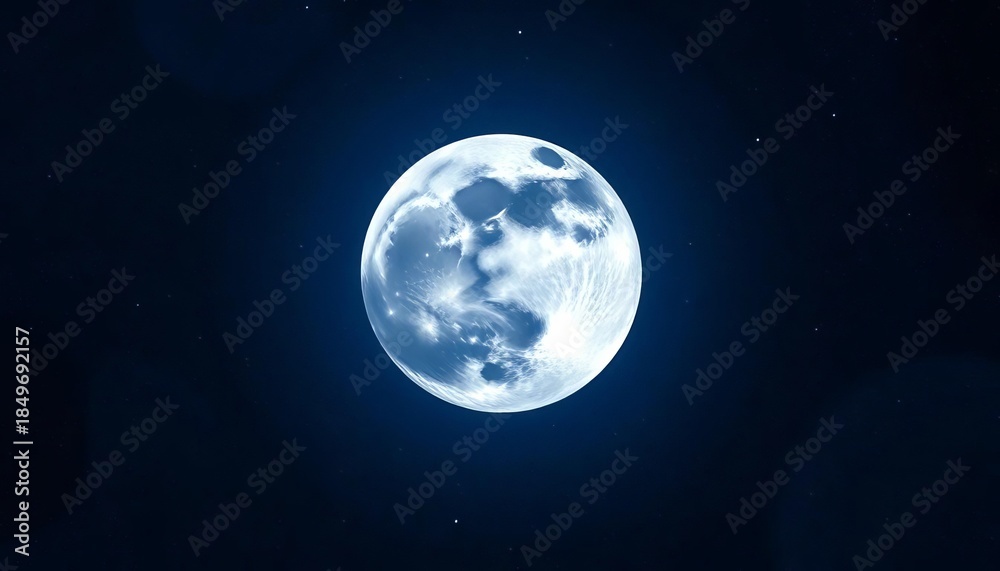 Obraz premium Vast lunar orb hanging large in a starlit night sky, majestic, beauty