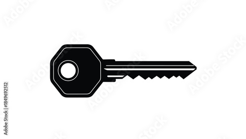 A simple black key illustration on a white background viewed from the side