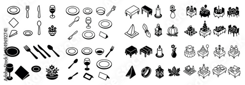 Elegant table setting icons for various occasions