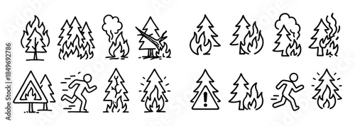 Forest Fire Doodle Icons