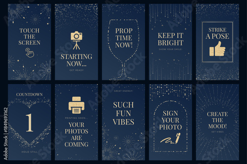 Countdown Party NYE Social Media Vertical Banner Photo Booth Screen in Vector