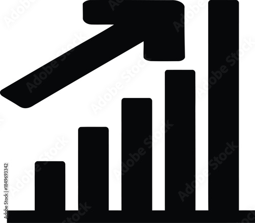 Increasing trend business graph with upward arrow