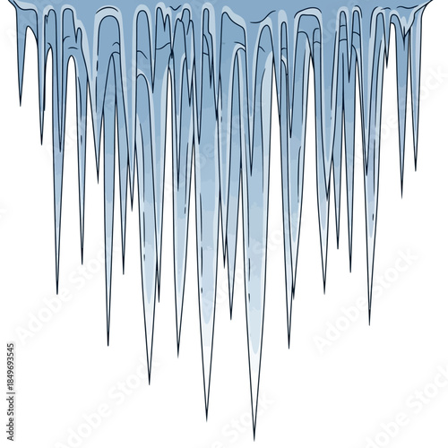 Icicles hanging from roof in winter