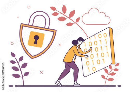 Cybersecurity Concept Design  Vector Illustration  (3) Vector Illustration Isolated on White Background