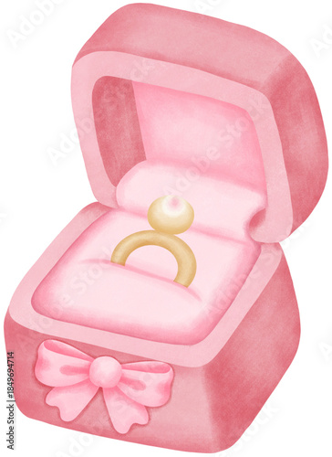 Coquette Valentine hand drawn watercolor valentine Ring elements