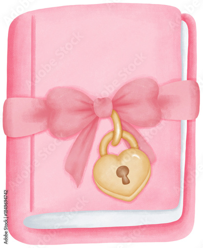 Coquette Valentine watercolor elements in cute romantic style