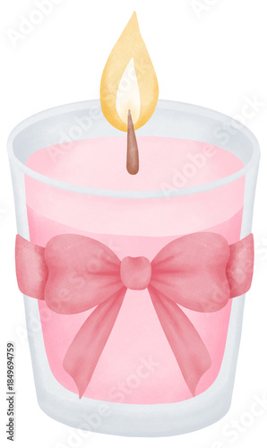 Coquette Valentine pastel watercolor candle illustration for love themes