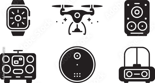 Smartwatch, Drone, Speaker and Radio, Satellite Dish, Boombox Icons