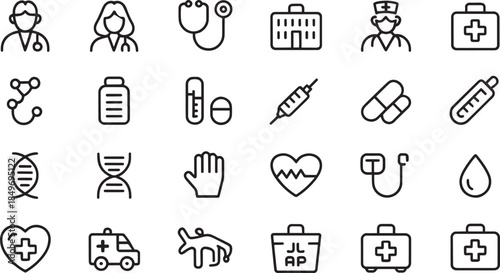Medical Icons Set with Healthcare Symbols and Signs