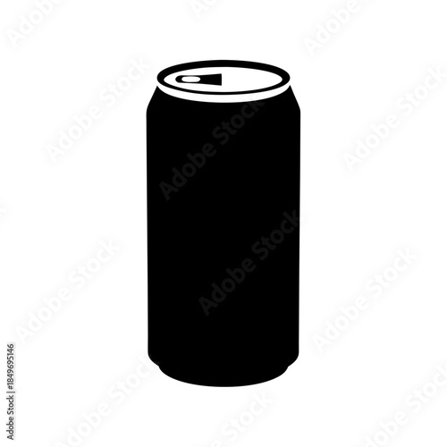 Black silhouette icon of an aluminum beverage soda or energy drink can
