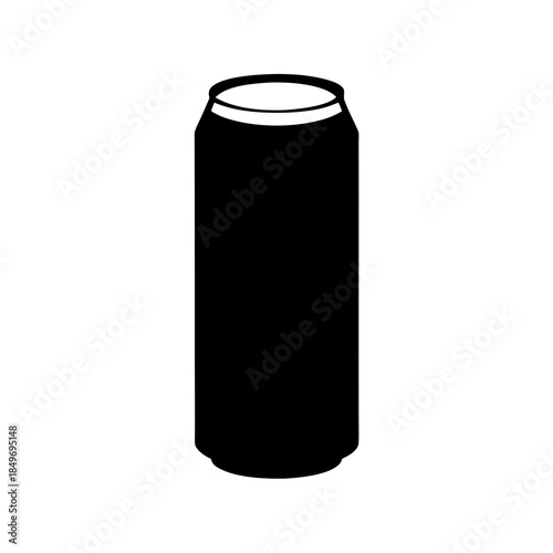 A simple black silhouette icon of an aluminum beverage can for cold drinks