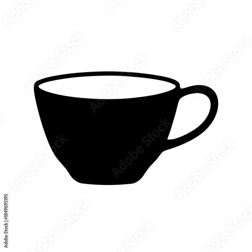 A black silhouette of a teacup against a white background, perfect for minimalist design