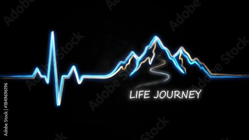 Heartbeat Mountain Landscape Life Journey Concept.