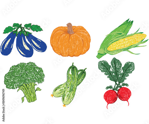Organic vegetable farm. Local vegetable market artwork for t shirt print, poster, sticker and other uses. 