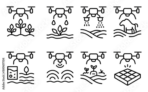 Agricultural Drones Icons