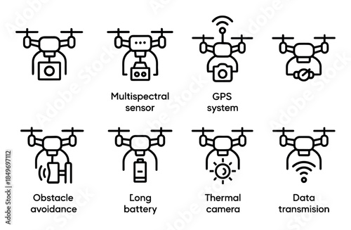 Agricultural Drone Icons