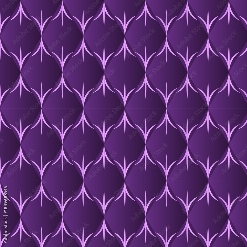 Fototapeta premium Luxury Purple Art Deco Seamless Pattern Background with Geometric Symmetry