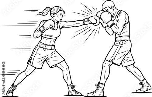 Boxing Fighter Punch Vector Silhouette Illustration
