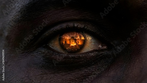 Close-up of a Human Eye with Orange Iris.